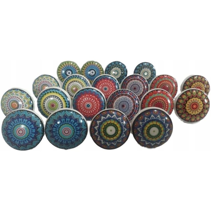 Set 20 galete ceramice, multicolor, 3,8x3,8cm