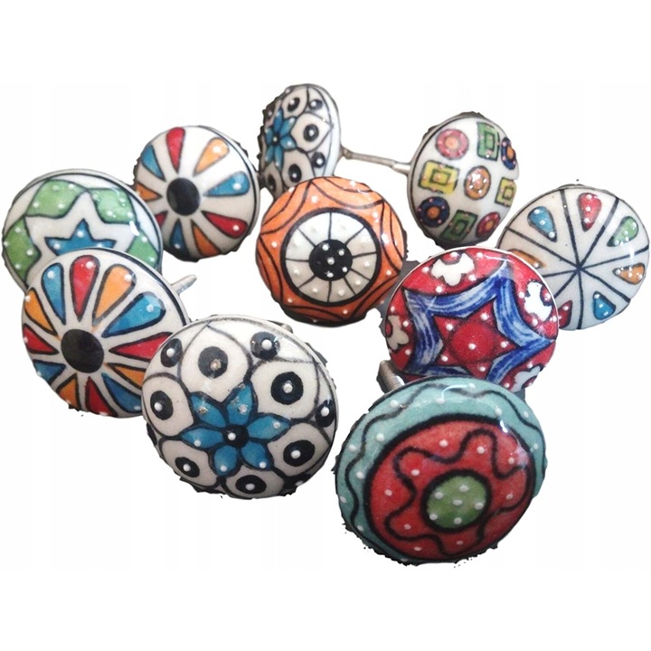 Set 10 galeti ceramice, Luka, multicolor, diametru 42 mm, 4x3x3 cm