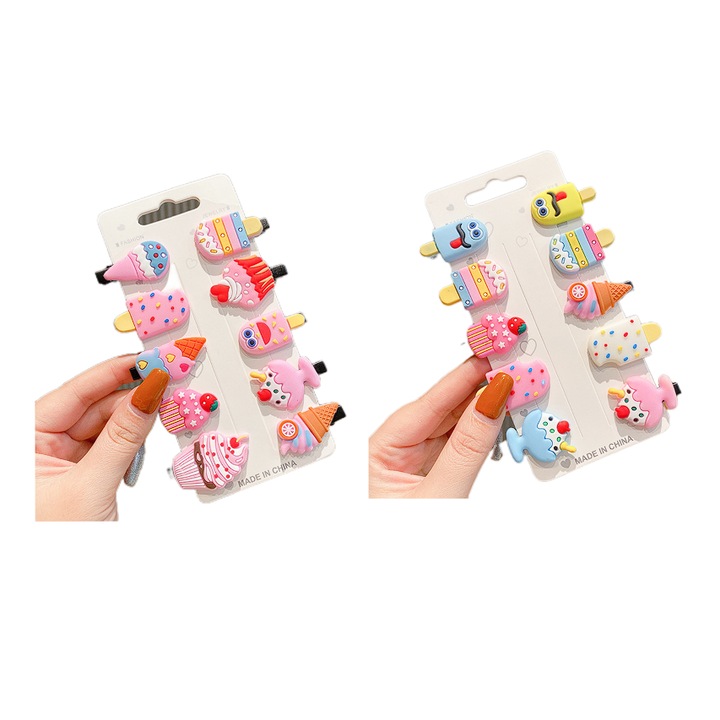 20 finom hajcsat készlet lányoknak, fagylalt és kúp alakú, többszínű