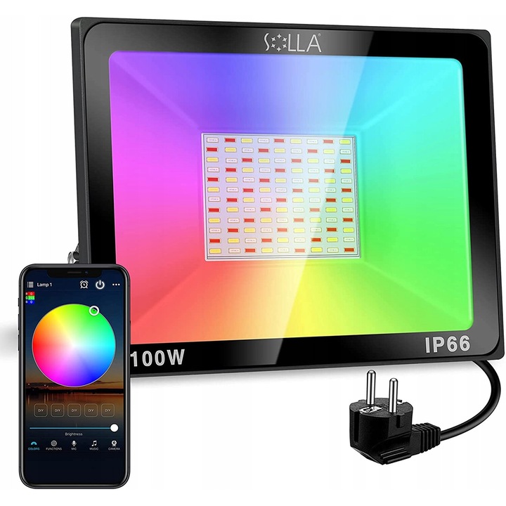 Proiector LED SOLLA100, 100W, IP65, multicolor, control aplicatie, Bluetooth