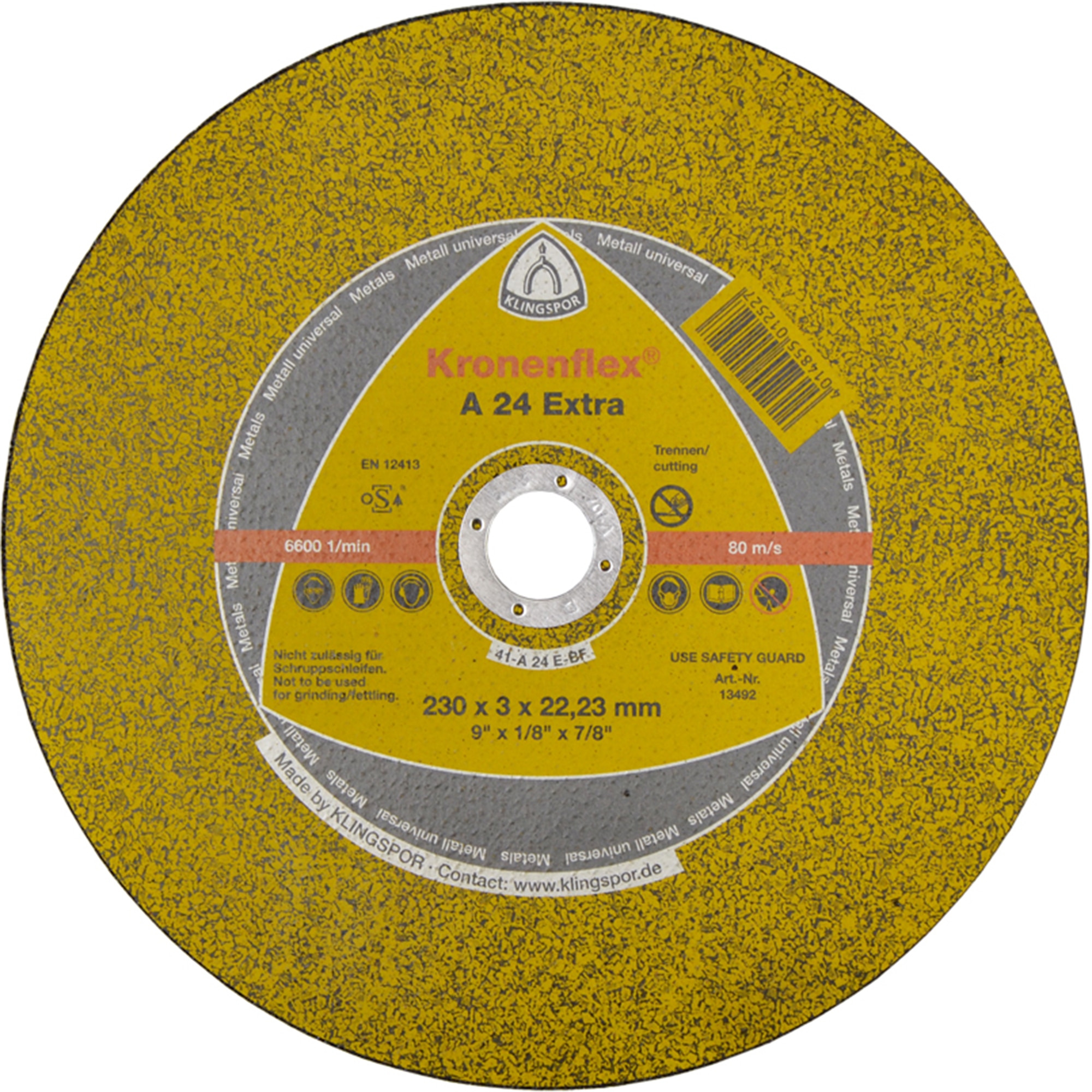Disc debitare Klingspor A24extra, 230x3x22mm, taiere metale universale