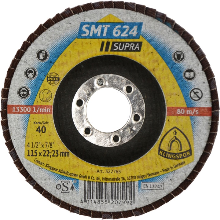 Disc Slefuire Klingspor SMT624, 115x22mm, Granulatie P40, slefuire universala