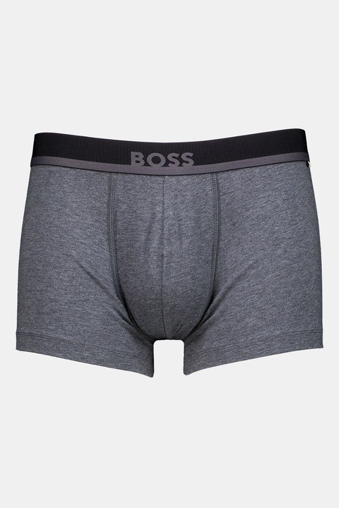 BOSS, Boxeri cu banda logo in talie, Gri melange