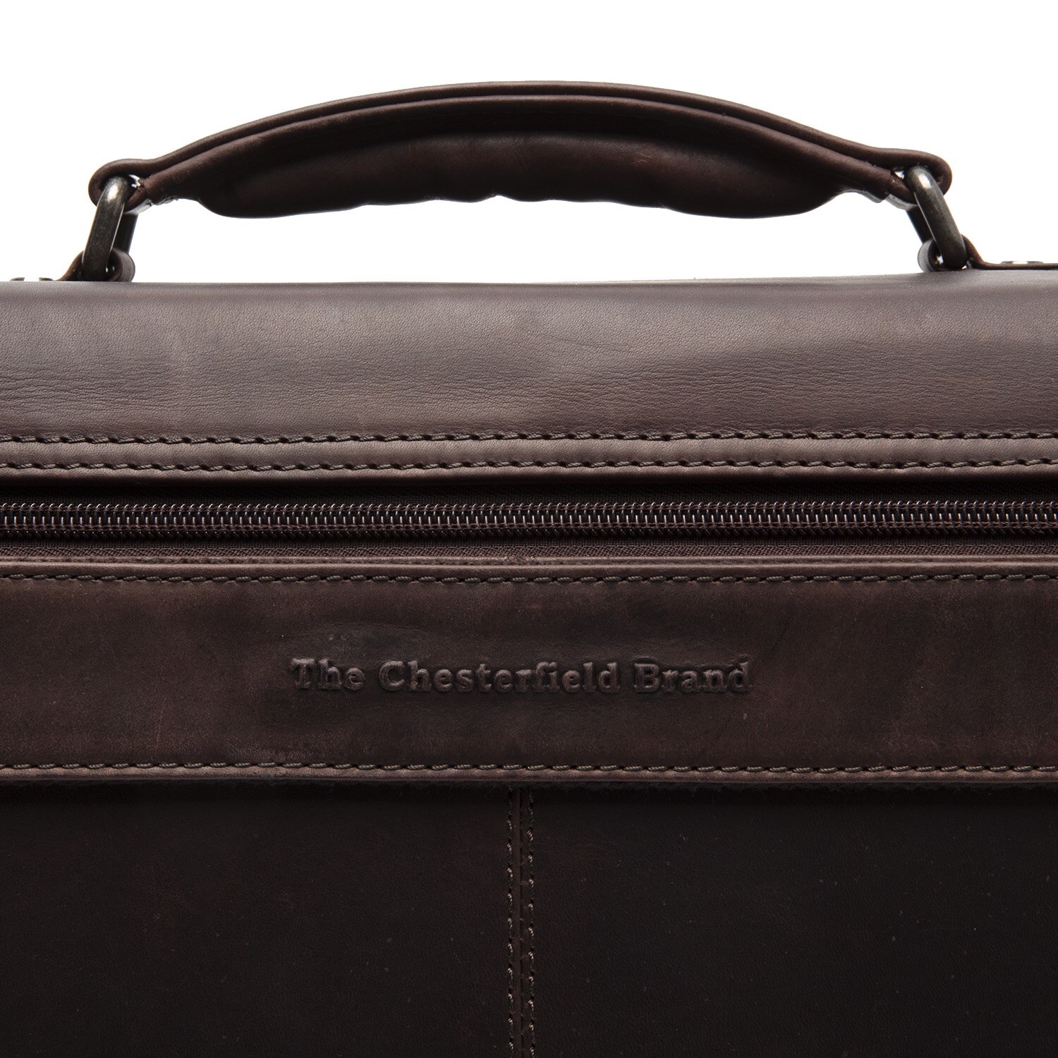 Servieta pentru acte si laptop 15 inch, The Chesterfield Brand, Glenwood, piele naturala, Maro inchis