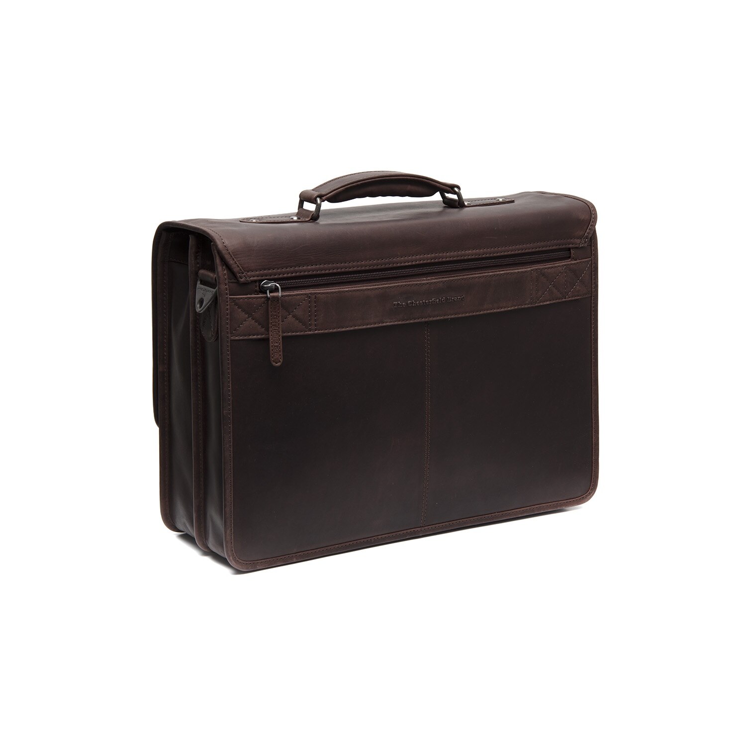 Servieta pentru acte si laptop 15 inch, The Chesterfield Brand, Glenwood, piele naturala, Maro inchis