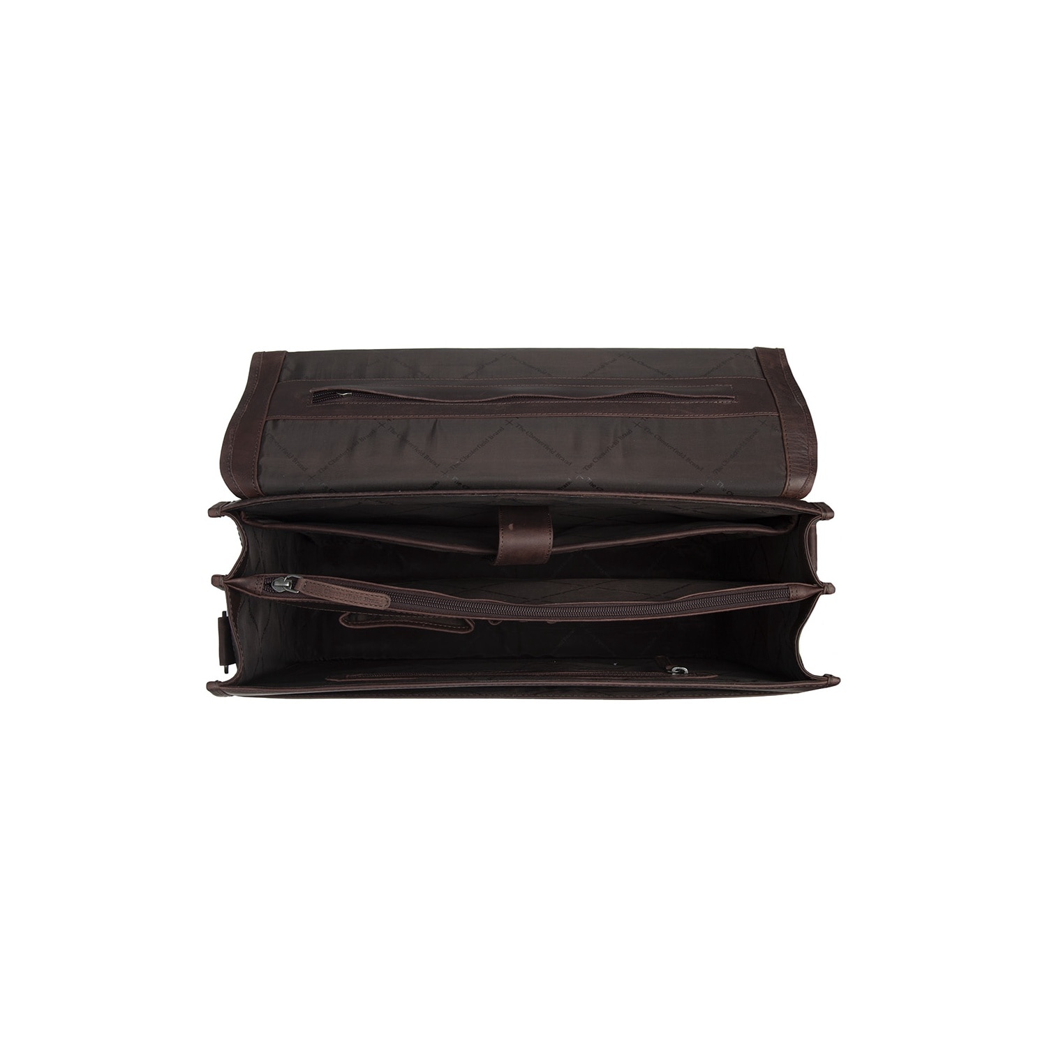 Servieta pentru acte si laptop 15 inch, The Chesterfield Brand, Glenwood, piele naturala, Maro inchis