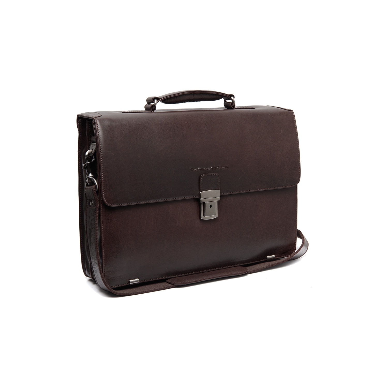 Servieta pentru acte si laptop 15 inch, The Chesterfield Brand, Salvatore, piele naturala, Maro inchis