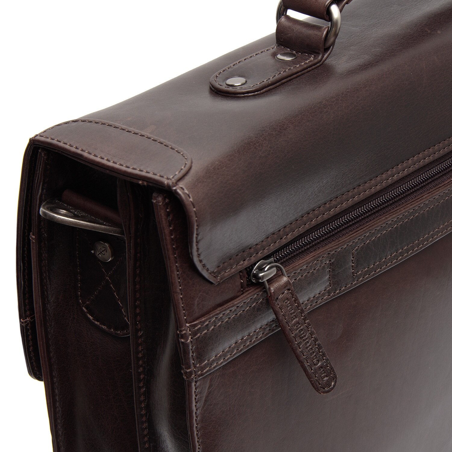 Servieta pentru acte si laptop 15 inch, The Chesterfield Brand, Salvatore, piele naturala, Maro inchis