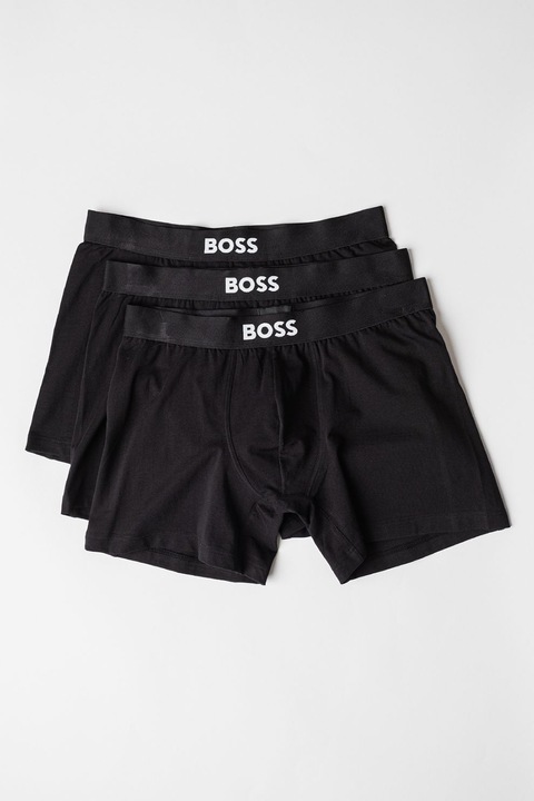 BOSS, Set de boxeri cu logo One - 3 perechi, Negru