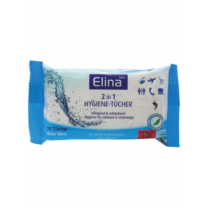 Elina Med zseb egészségügyi törlőkendő 2 az 1-ben, 20*12 cm, 15 db
