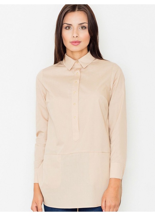 Női ing, Figl, 3/4 ujjú, pamut, krém, XL INTL