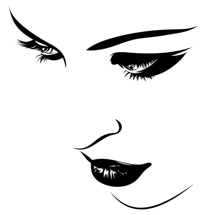 Sticker decorativ Trasaturi fine - Negru 80x86 cm - BeeStick