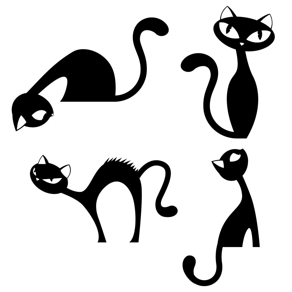 Sticker decorativ Pisici - Negru 70x72 cm - BeeStick