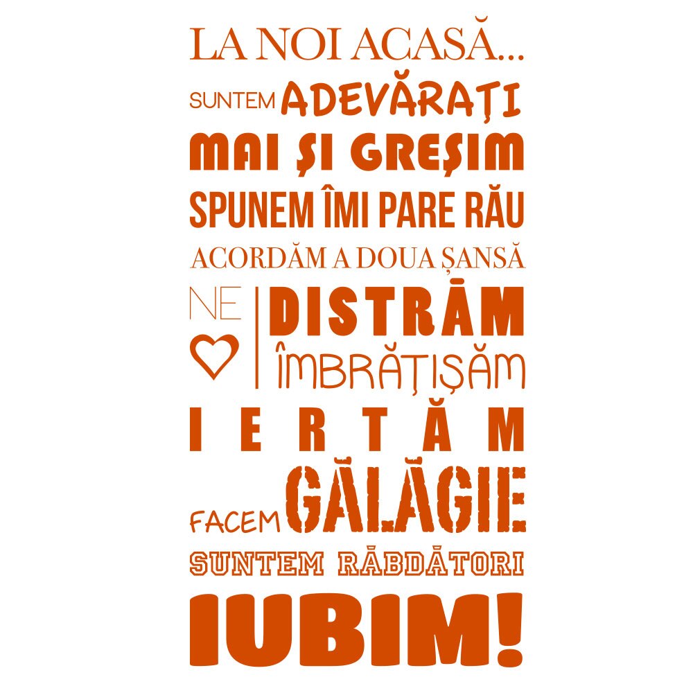 Sticker decorativ Mesaj pentru acasa diferit - Potocaliu 61x119 cm - BeeStick