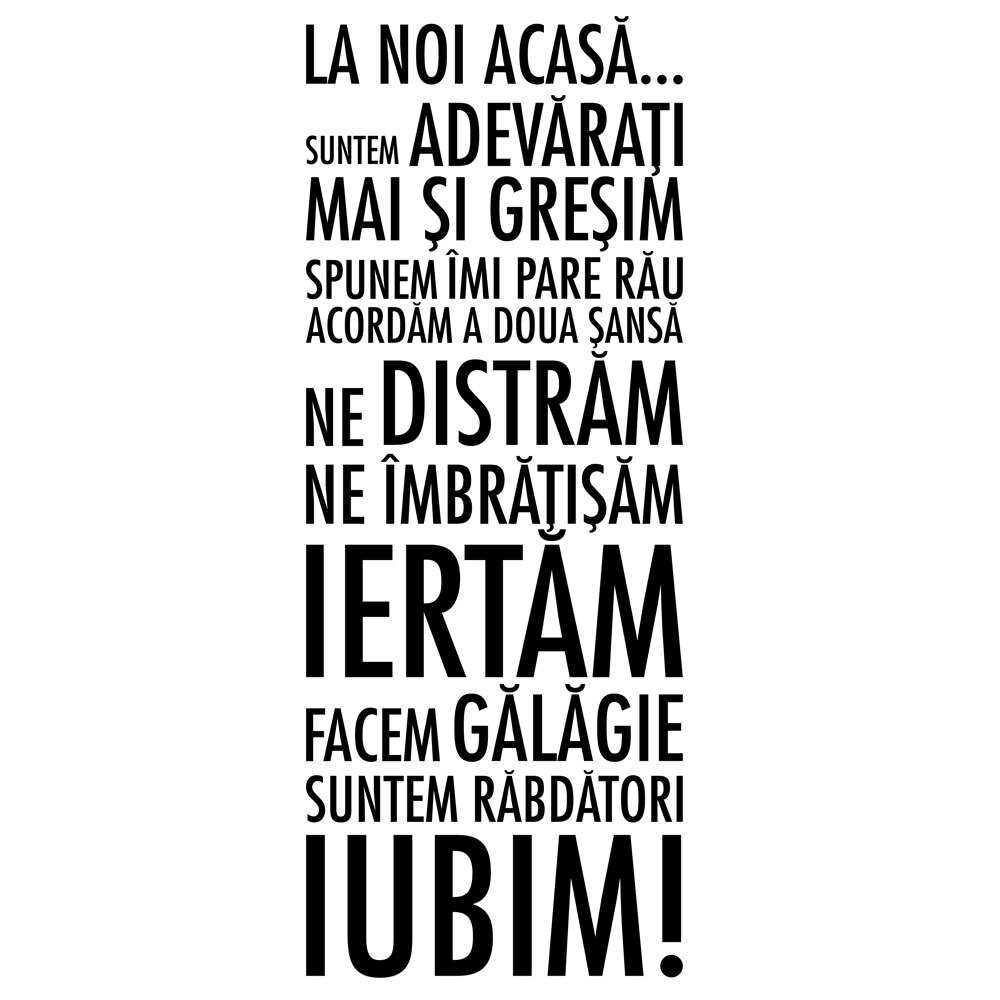 Sticker decorativ Mesaj pentru acasa - negru 39x100 cm - BeeStick