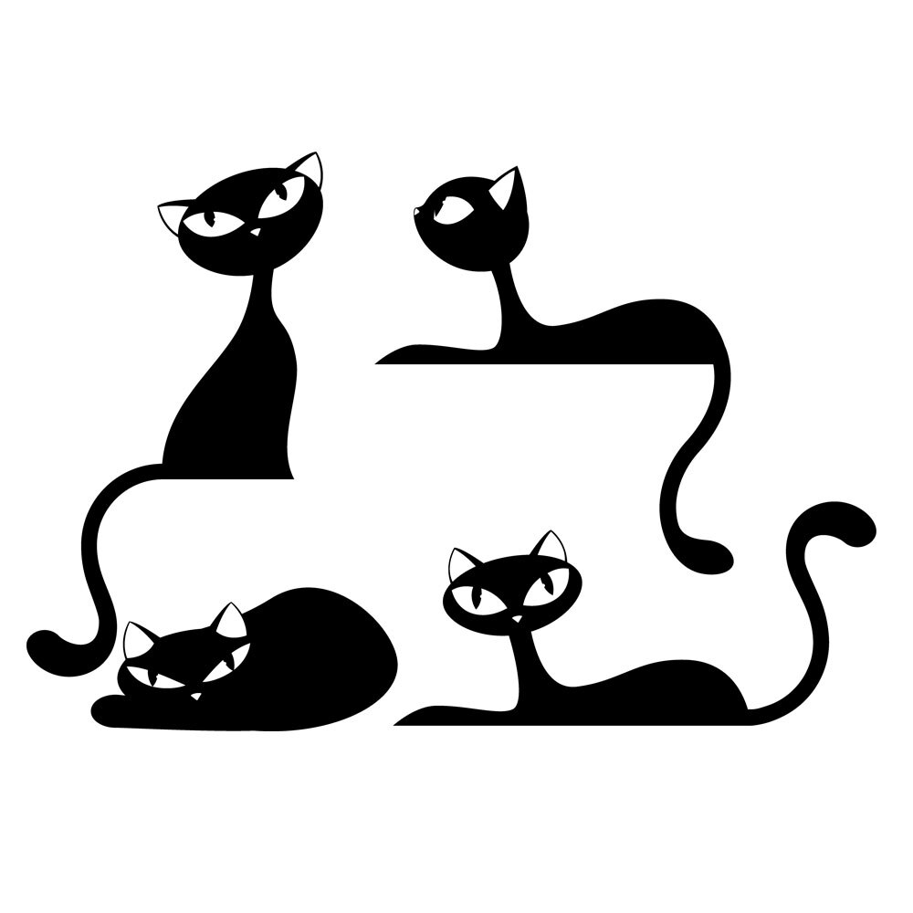 Sticker decorativ Alte Pisici - Negru 80x55 cm - BeeStick