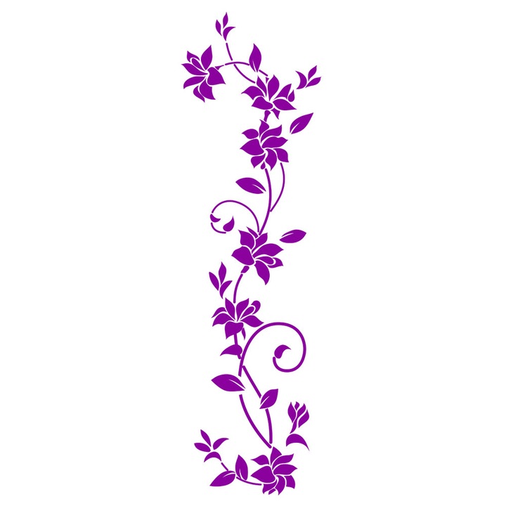Sticker decorativ Floare Lunga - Violet inchis 30x116 cm - BeeStick