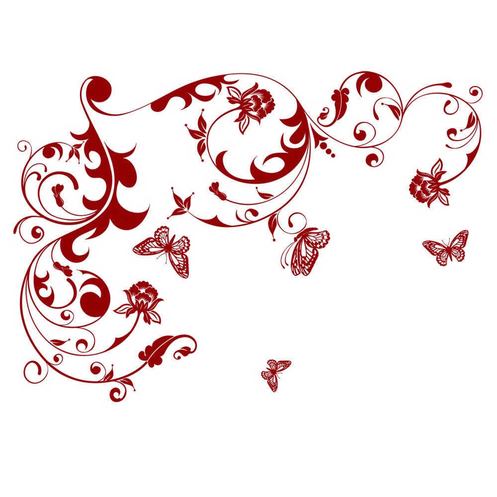 Sticker decorativ Fluturasi veseli de primavara - Rosu grena 119x84 cm - BeeStick