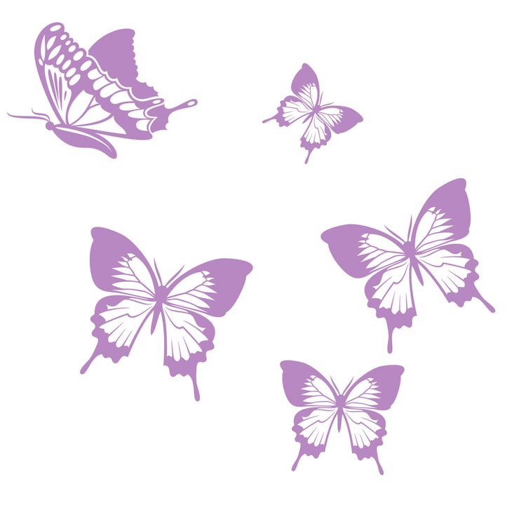 Sticker decorativ Fluturi - Violet deschis 50x46 cm - BeeStick