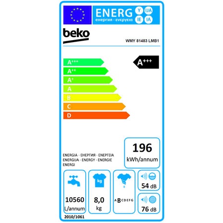 Masina de spalat rufe Beko WMY81483LMB1, 8 kg, 1400 RPM, Clasa A+++, Motor ProSmart Inverter, 60 cm, Alb