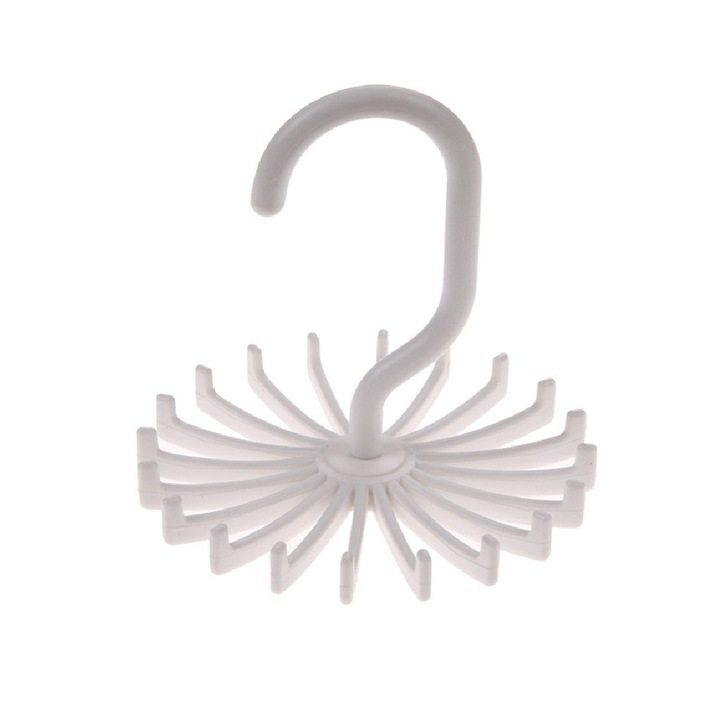 Umeras pentru cravate/curele, LRTM BT, Rotativ, 11 cm, Plastic, Alb