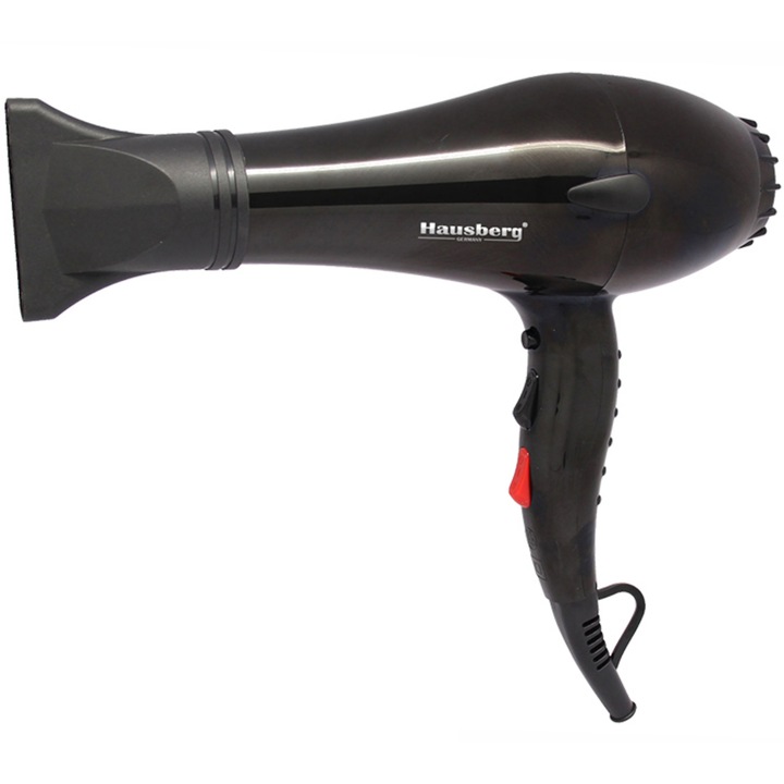 Сешоар Hausberg HB27 , 2200W, 2 степени, 3 нива на температура, Дифузер за обем, Черен