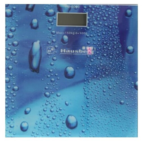 Cantar corporal Hausberg HB 6003, display lcd, inchidere automata, indicator baterie, 150 kg, Sticla, Albastru