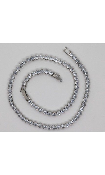 Lantisor Tenis 10 (argintiu rotund alb)