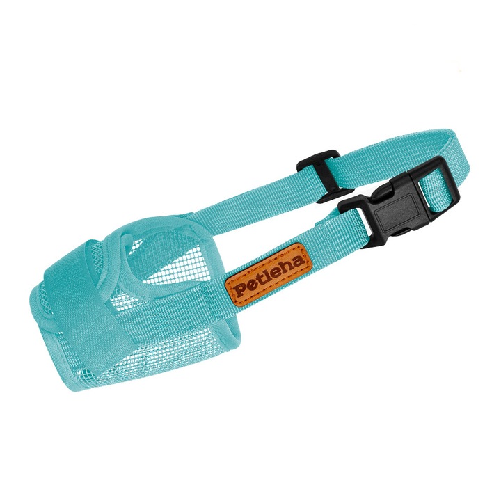 Botnita pentru caini, moale din plasa, ajustabila, confortabila si respirabila, albastru deschis, marime L, bot: 13-21cm