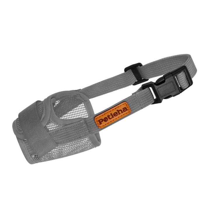 Намордник за кучета, мека мрежа, регулируем, удобен и дишащ, сив, размер 2XL, намордник: 18-30см