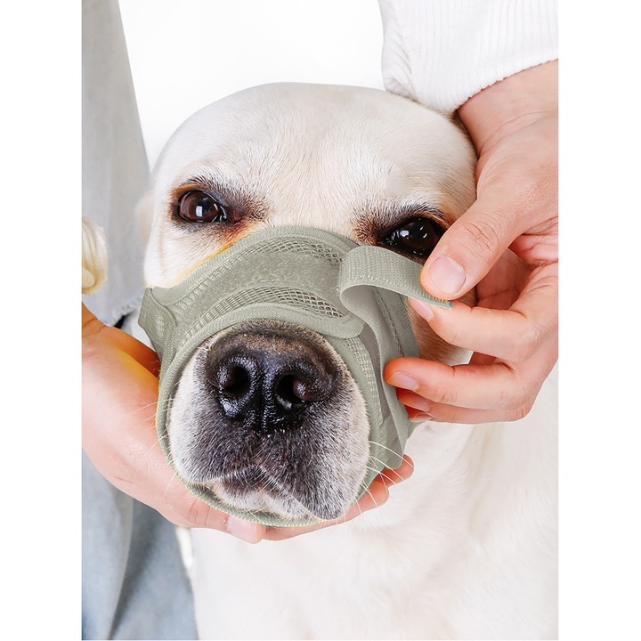 Намордник за кучета, мека мрежа, регулируем, удобен и дишащ, сив, размер 2XL, намордник: 18-30см