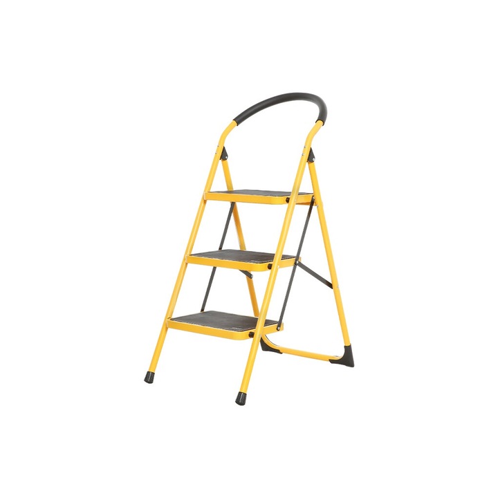 Scara din otel cu 3 trepte antiderapante, max 150 kg, dimensiune pliata 115x47.5x65cm