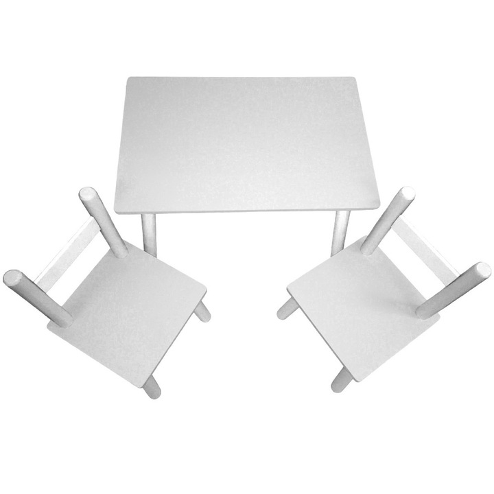 Masuta copii cu 2 scaune alba, masuta mutifunctionala