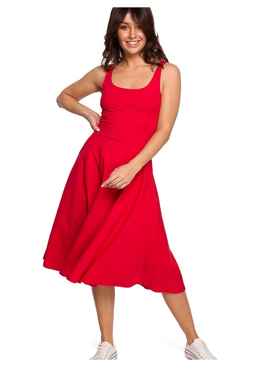 Дневна рокля 5903887654210, BeWear, памук/еластан, червена, 2XL INTL