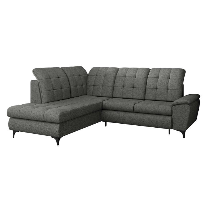 Coltar cu functie de dormit Cadriel, MIRJAN24, stanga, gri inchis, 212x271x104 cm