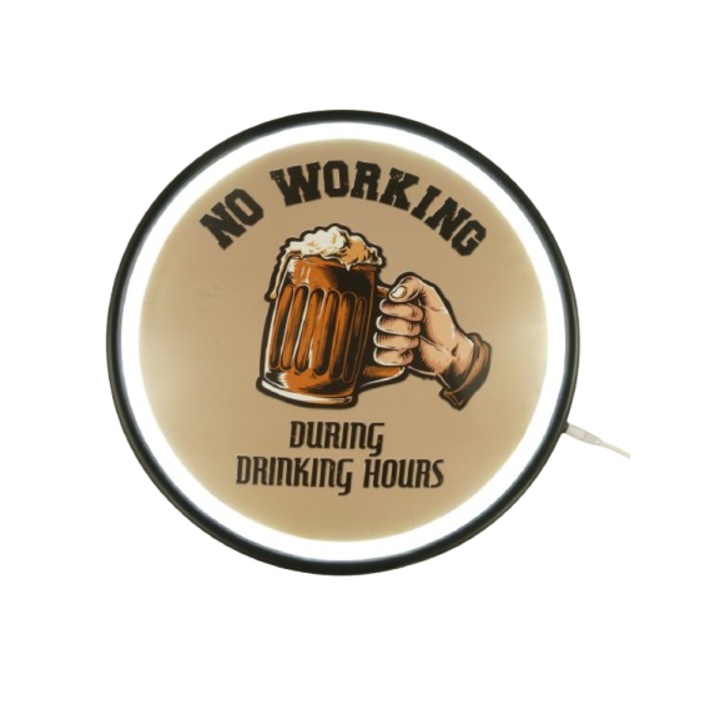 Semn de perete LED, Drinking Hours, D 38 cm