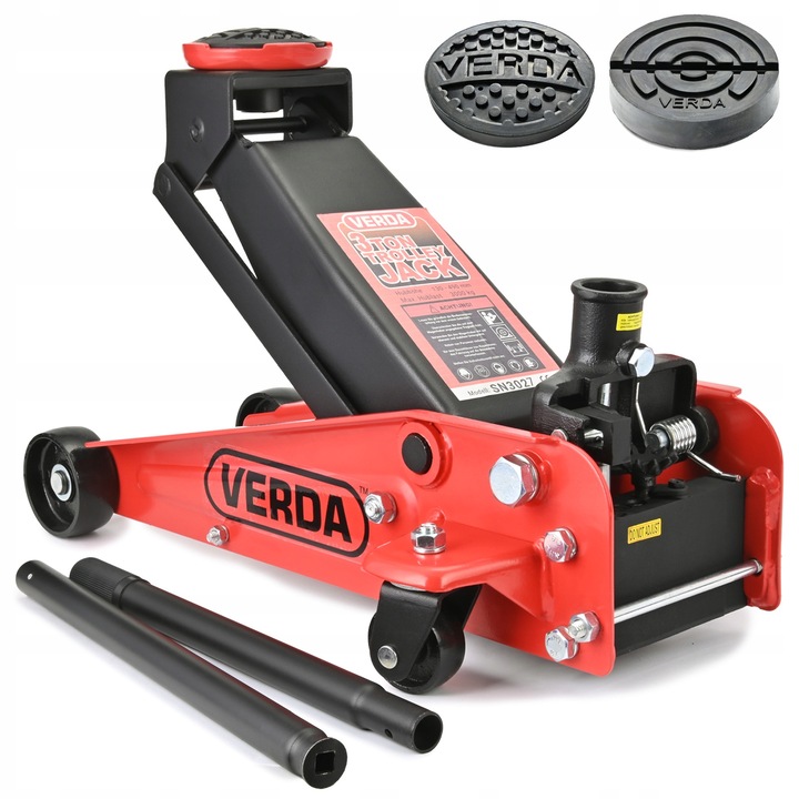 Cric auto hidraulic profil redus de 130 mm 3.0T cu 4 roti