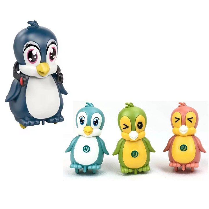 Set cu 4 Pinguini Magnetici care merg si canta, pentru copii de 3 ani+, Multicolor