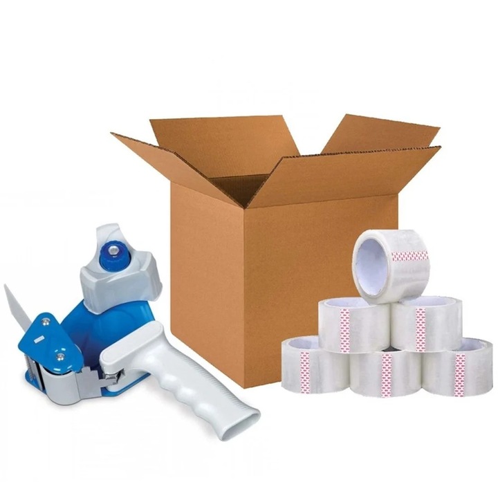 Set Dispenser Albastru + 6 x Banda Adeziva, 48mm/60 Metri, Transparent