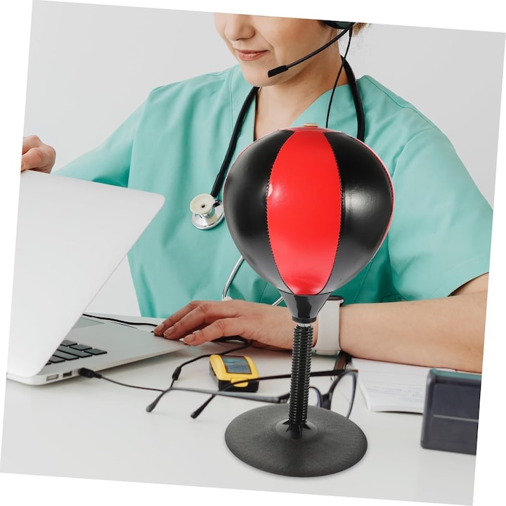 Jucărie interactivă Sfera de Box cu suport de masă, înălțime reglabilă, 10.5x20x23.5cm, roșu/negru