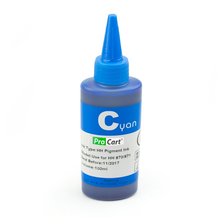 ProCart® utántöltő pigment tinta, HP970 HP971 kompatibilis, 100 ml, cián