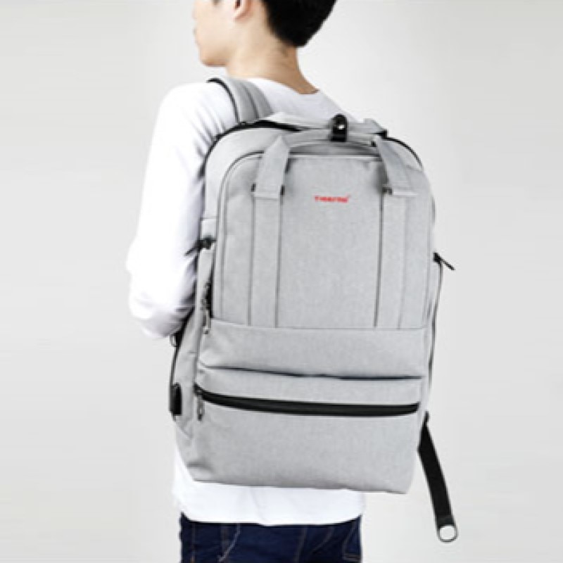 Rucsac laptop 15.6" smart casual, impermeabil, cu port USB, Tigernu, 31x20x47 cm, Gri