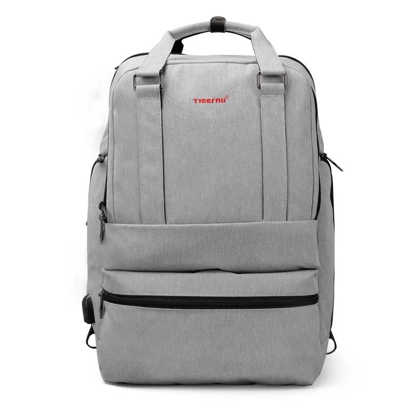 Rucsac laptop 15.6" smart casual, impermeabil, cu port USB, Tigernu, 31x20x47 cm, Gri