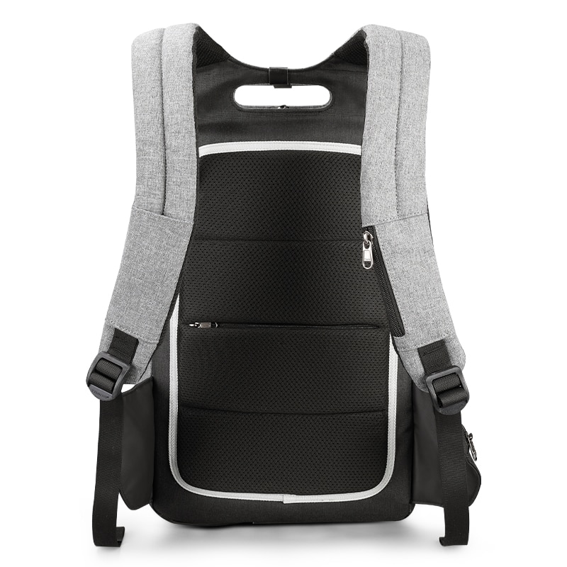Rucsac laptop 15.6", design subtire, impermeabil, cu buzunar antifurt si port USB, Tigernu, 50x30x12 cm, Negru/Gri