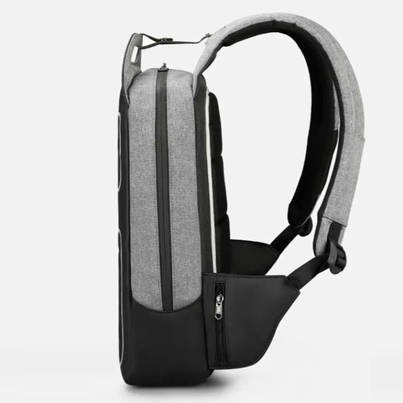 Rucsac laptop 15.6", design subtire, impermeabil, cu buzunar antifurt si port USB, Tigernu, 50x30x12 cm, Negru/Gri