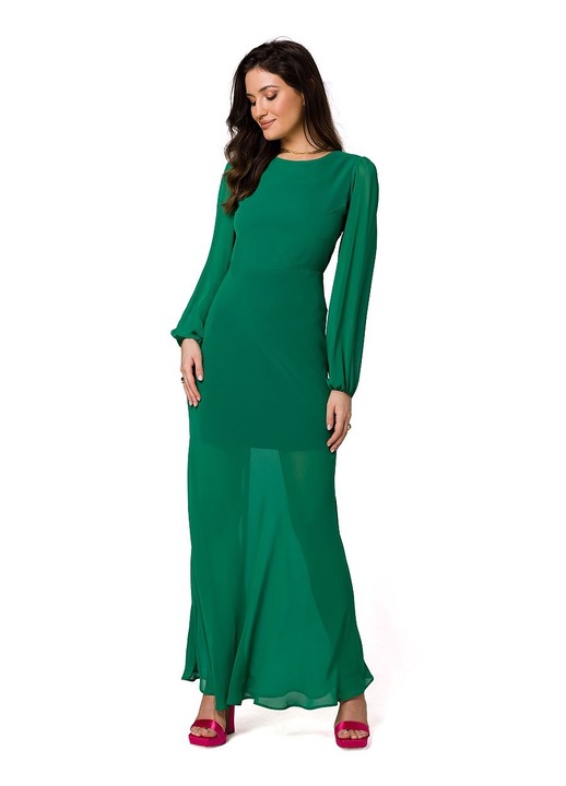 Макси вечерна рокля, Makover, Полиестер, Зелена