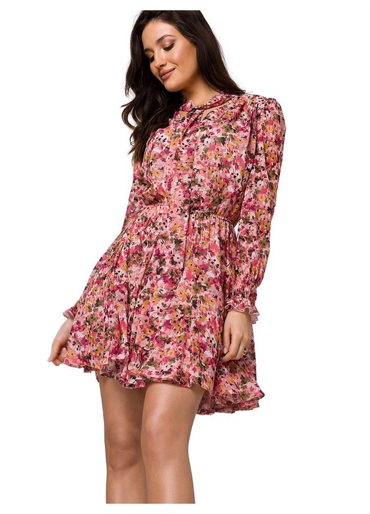 Коктейлна рокля 905563701, Маковер, Шифон, Многоцветна