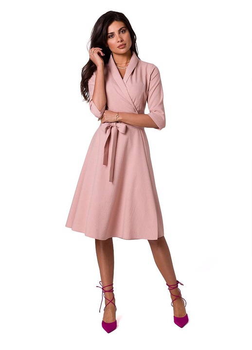 Рокля, BeWear, полиестер, розова, дневна, L INTL