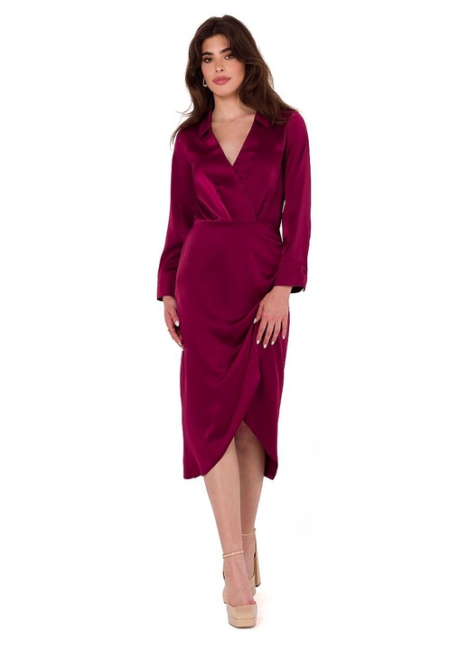 Коктейлна рокля 590556371, Makover, Полиестер/Еластан, Червена