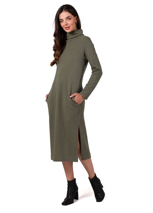 Дневна рокля, BeWear, памук, зелено